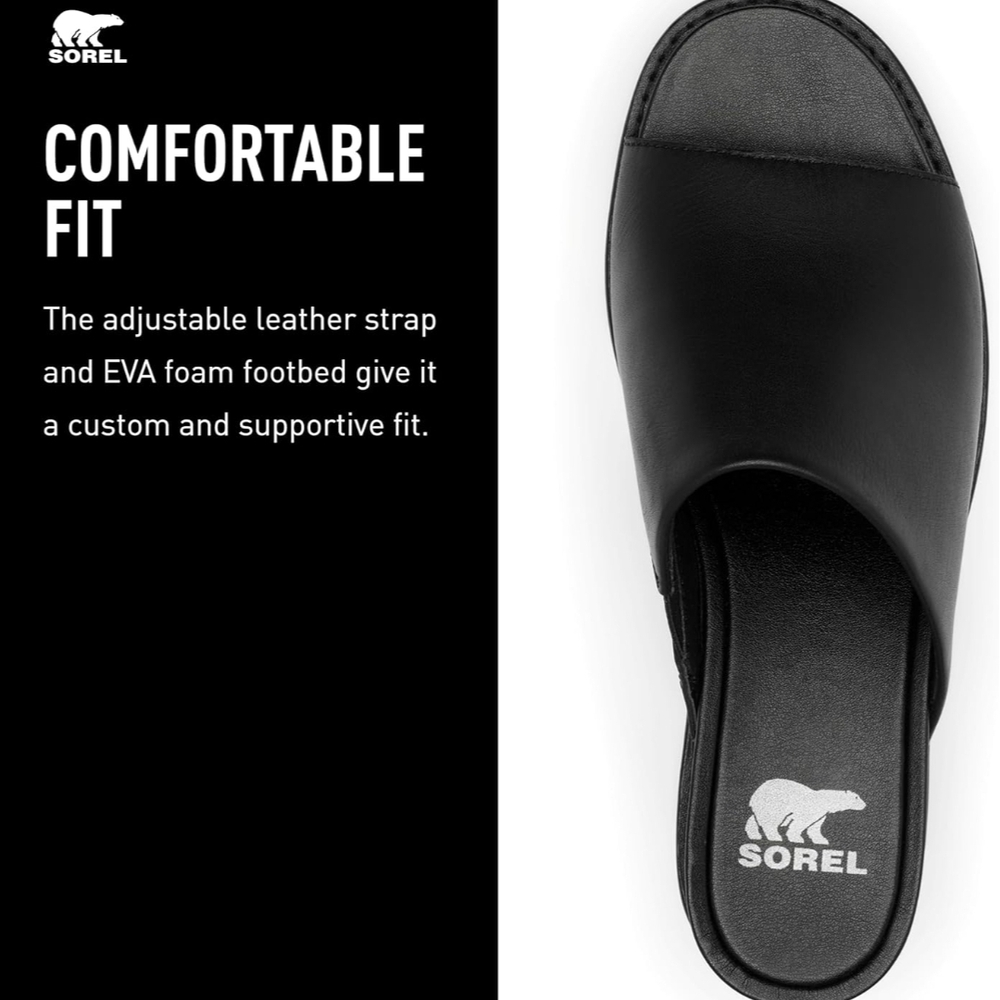 Sorel Women's Black Mules with White Accents - Picture 5 of 7